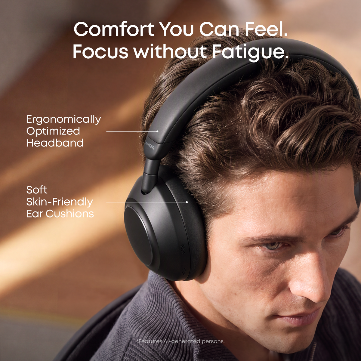 Anker soundcore Space 2 Pro | Over Ear Headphones with Thus™ AI for Clear Calls