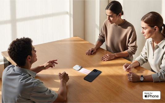 soundcore work AI voice recorder is using for meeting