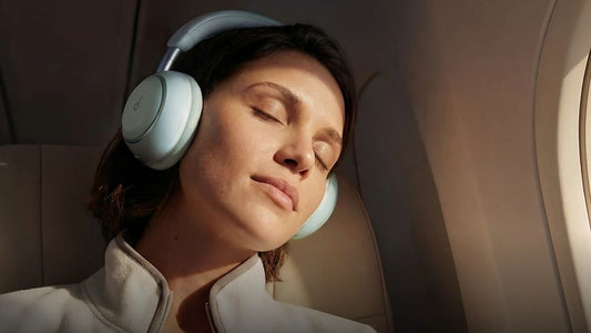 Sleep on a plane with soundcore headphone