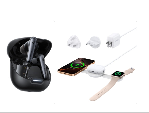 Liberty 4 NC | True-Wireless Noise Cancelling Earbuds + Anker MagGo Wireless Charging Station (3-in-1, Foldable Pad)