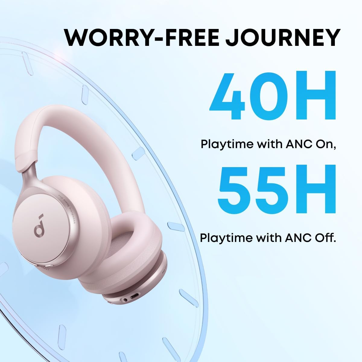 soundcore Space One | Noise Cancelling Headphones, 2X Stronger Voice Reduction