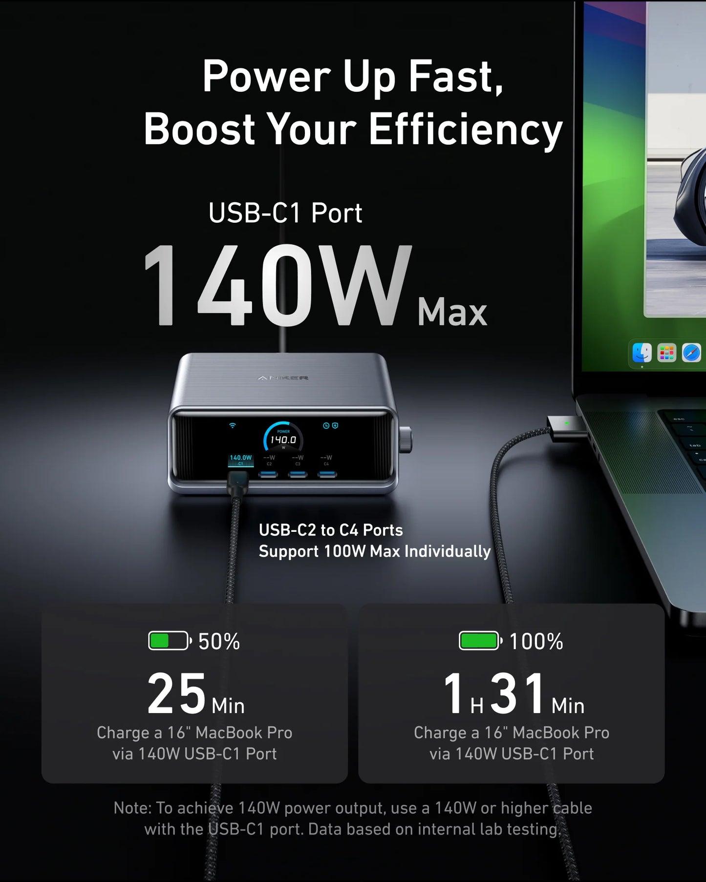 Anker Prime Charger (250W, 6 Ports, GaNPrime) +Anker USB-C to USB-C Cable +Soundcore old AeroFit 2 (Adjustable Open-Ear Wireless Earbuds)
