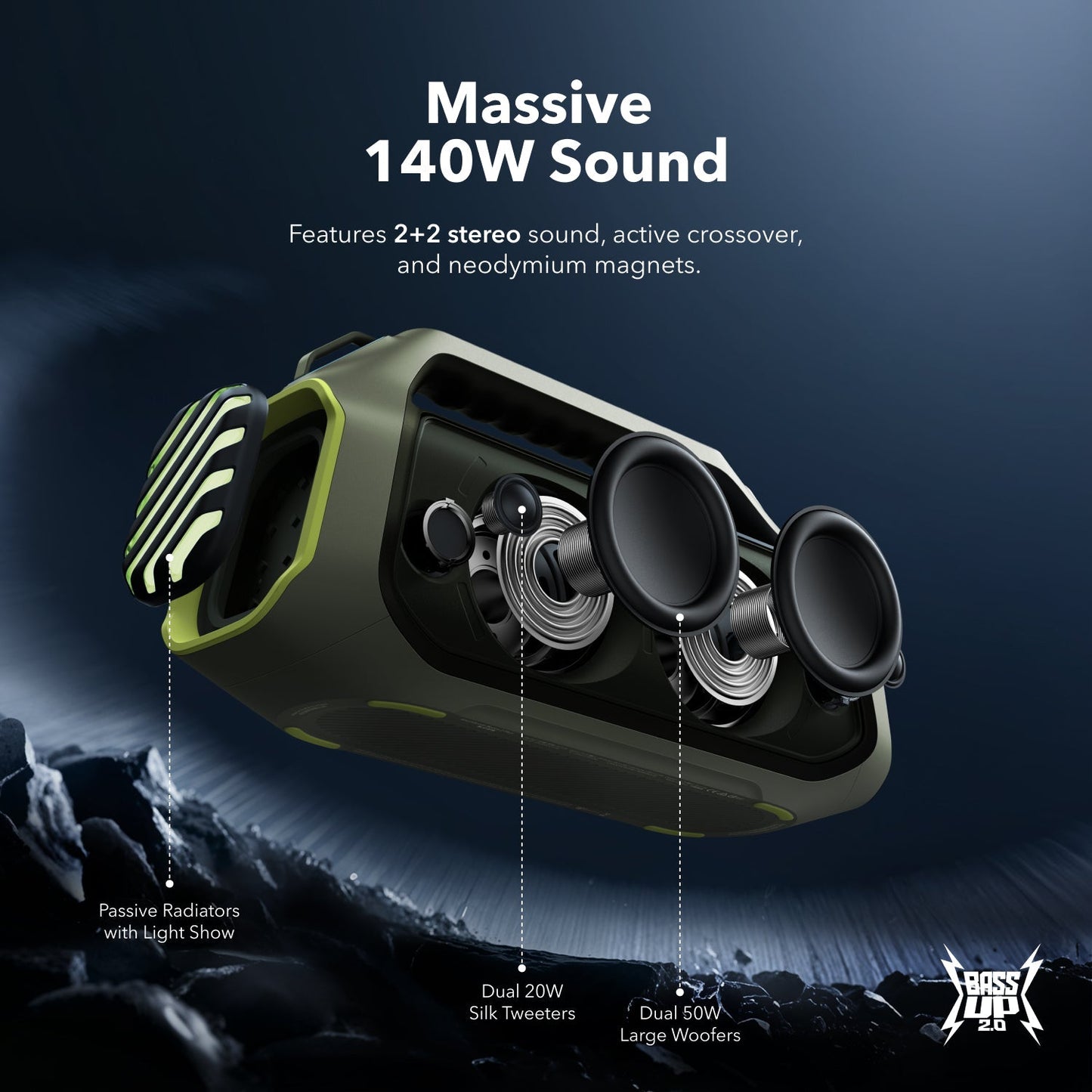 soundcore Boom 2 Plus | Outdoor Bluetooth Speaker, 140W Sound and RGB Lights