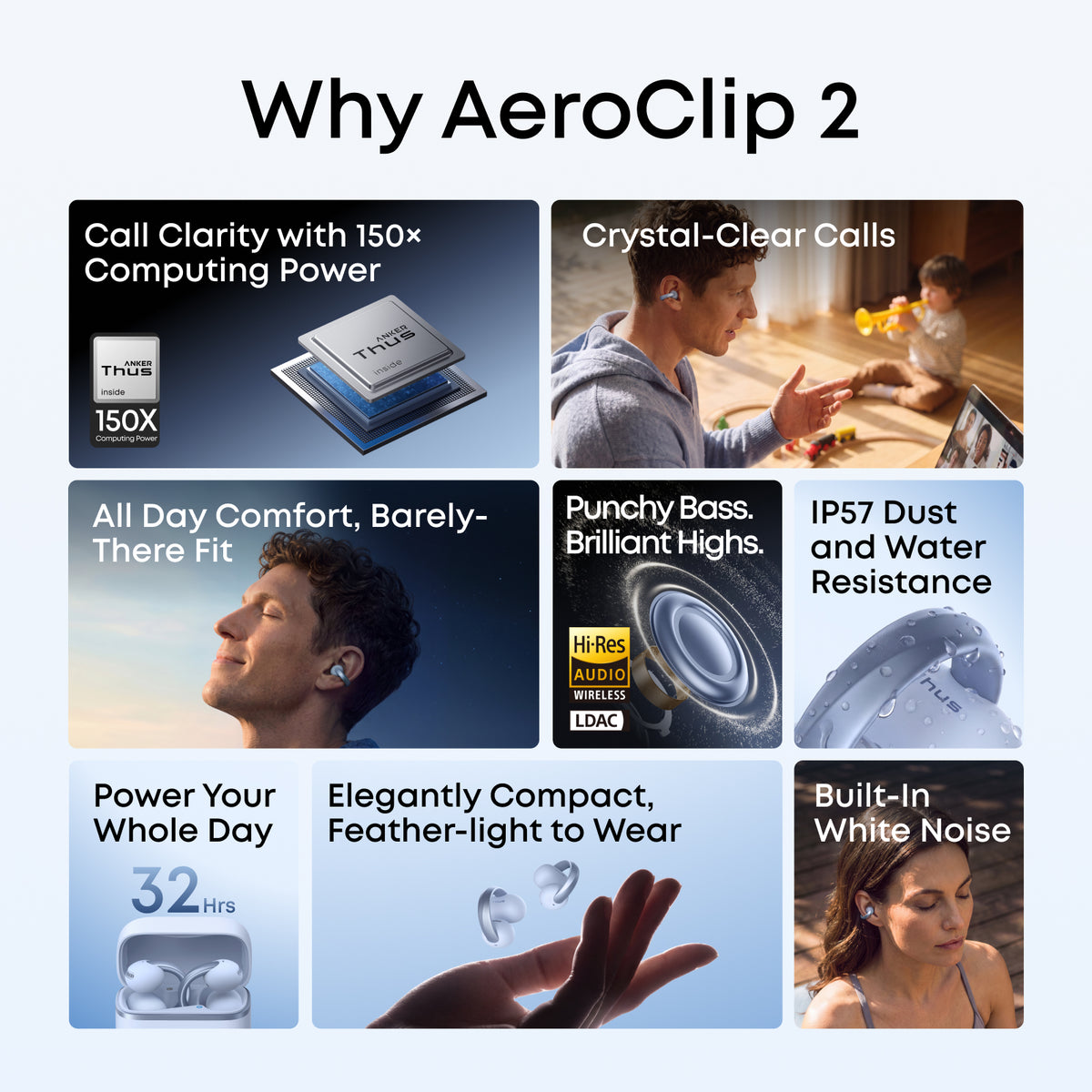 Anker soundcore AeroClip 2 |  Guinness-Certified Clip-On Earbuds for Clear Calls