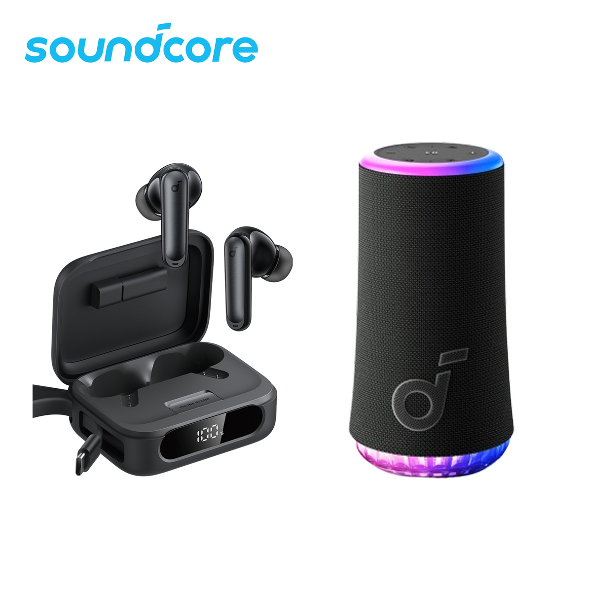 P41i | Wireless Earbuds with Portable Phone Charger (Built-in) + Glow | Portable Speaker with Synchronized Light Show