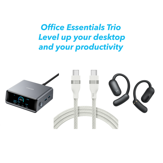Anker Prime Charger (250W, 6 Ports, GaNPrime) +Anker USB-C to USB-C Cable +Soundcore old AeroFit 2 (Adjustable Open-Ear Wireless Earbuds)