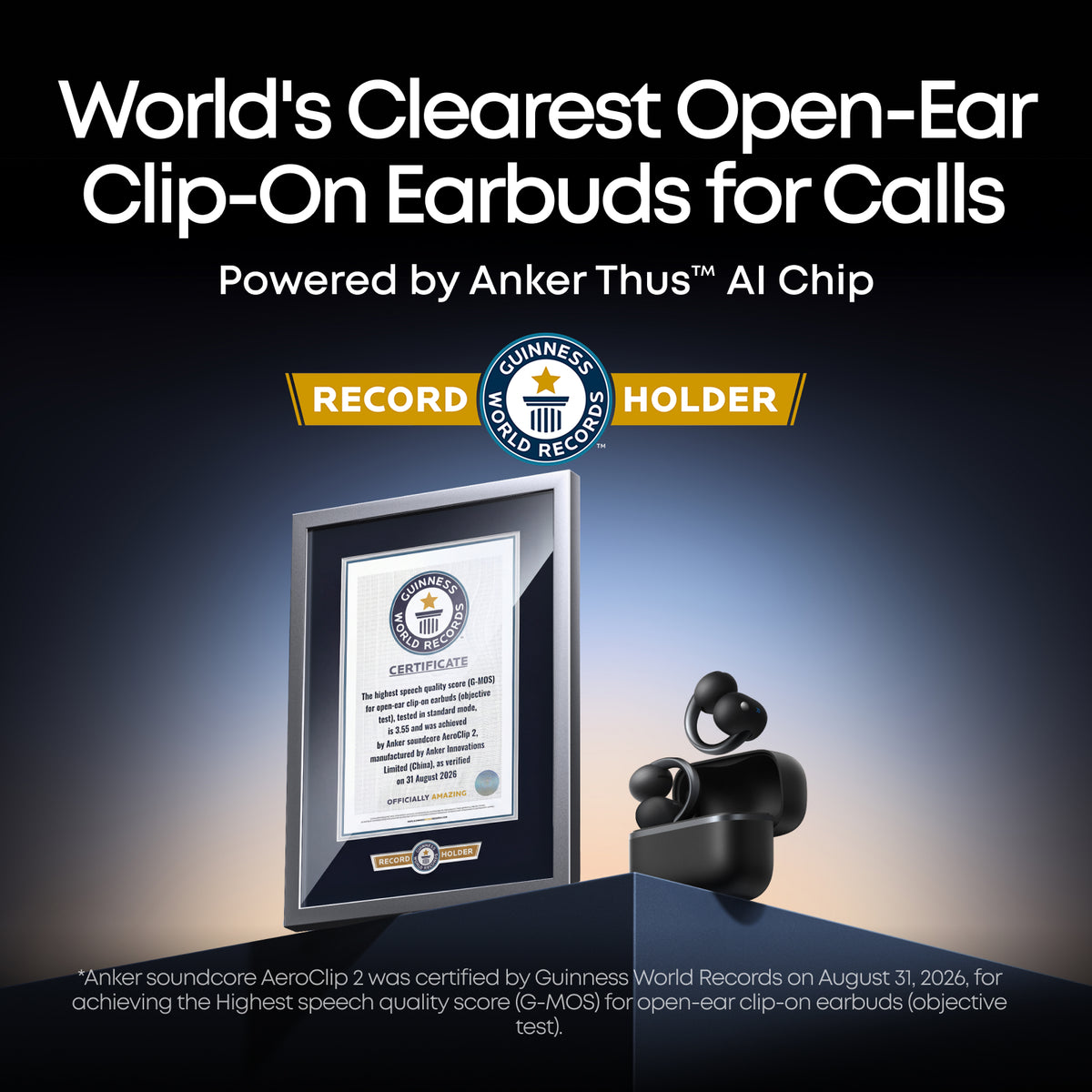 Anker soundcore AeroClip 2 |  Guinness-Certified Clip-On Earbuds for Clear Calls