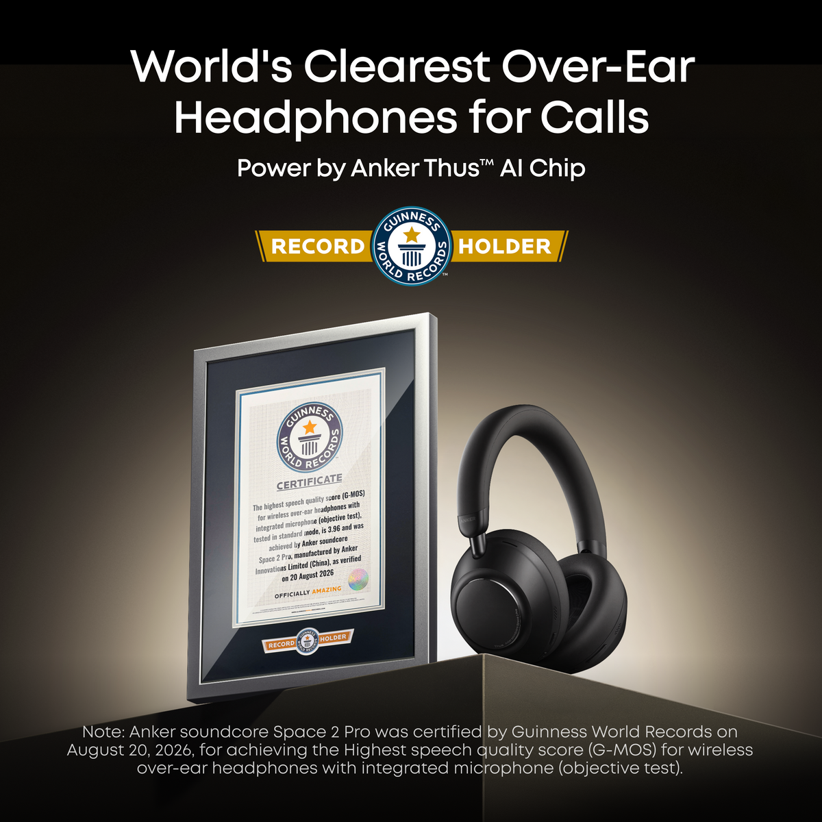 Anker soundcore Space 2 Pro | Over Ear Headphones with Thus™ AI for Clear Calls