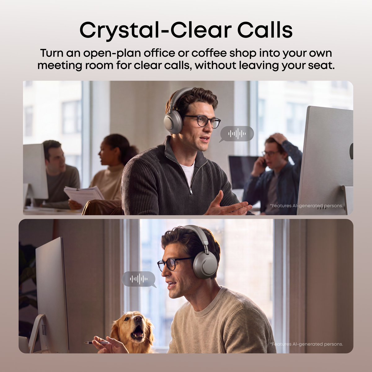 Anker soundcore Space 2 Pro | Over Ear Headphones with Thus™ AI for Clear Calls