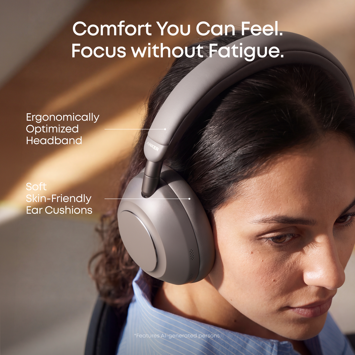 Anker soundcore Space 2 Pro | Over Ear Headphones with Thus™ AI for Clear Calls