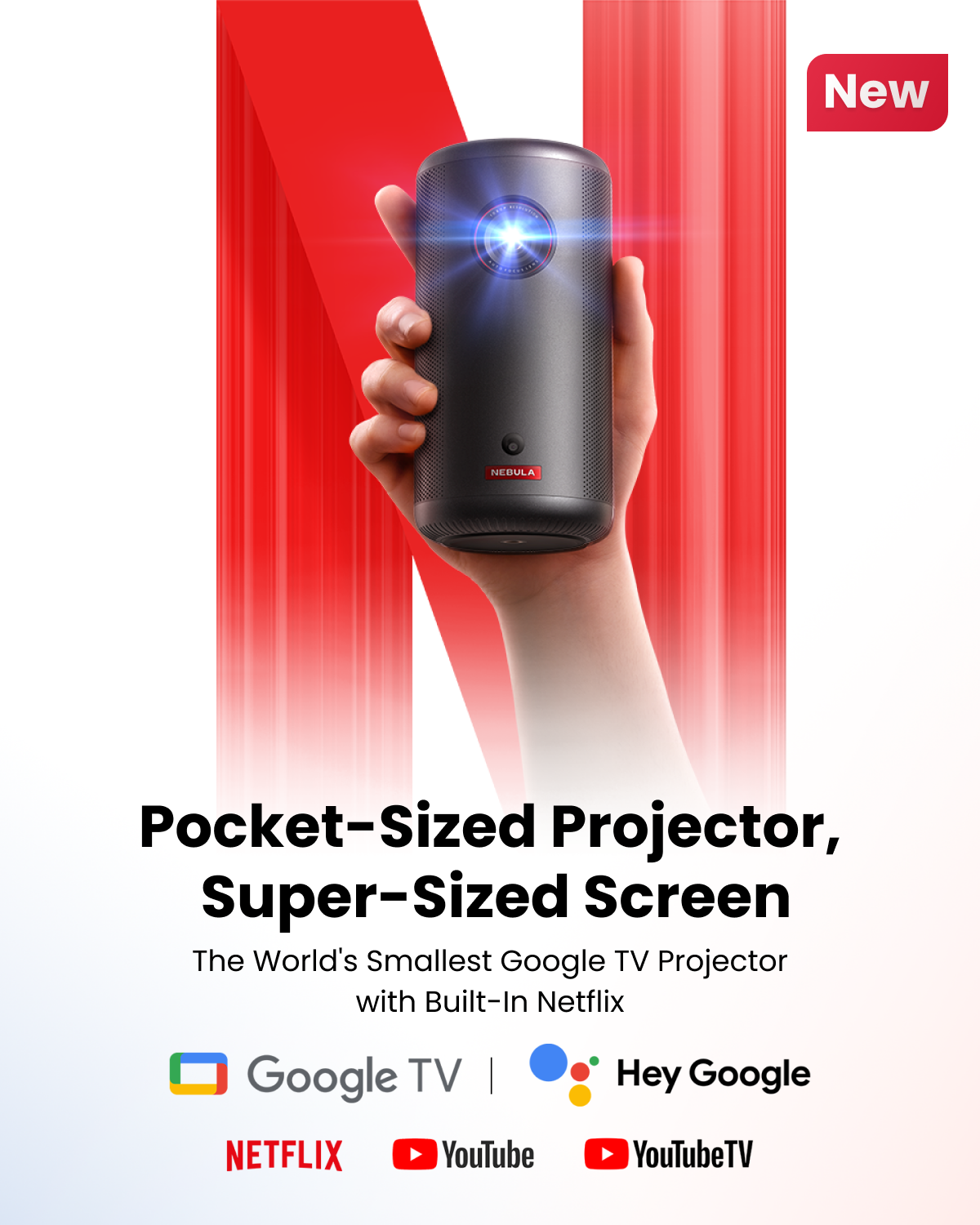 soundcore Nebula Capsule 3 (New) | 1080p Google TV Mini Projector, Built-In Battery