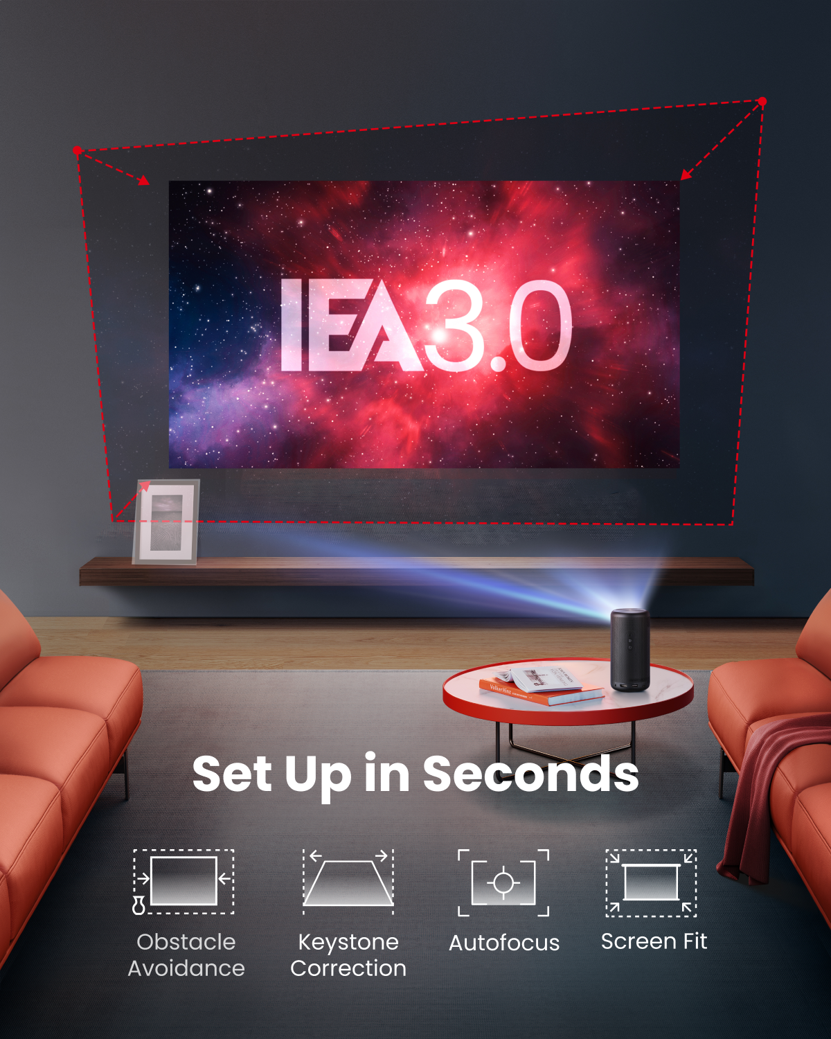 soundcore Nebula Capsule 3 (New) | 1080p Google TV Mini Projector, Built-In Battery