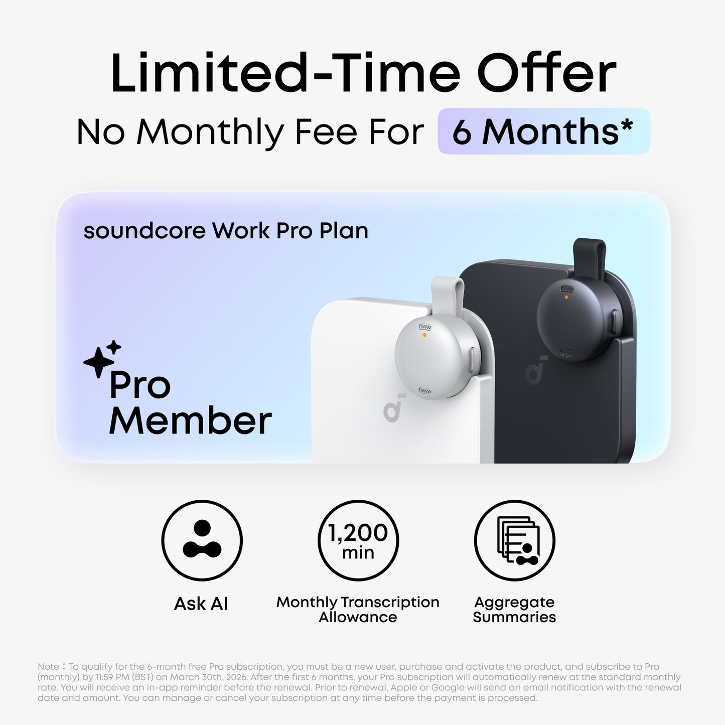 soundcore Work | The World's First Coin-Sized AI Voice Recorder