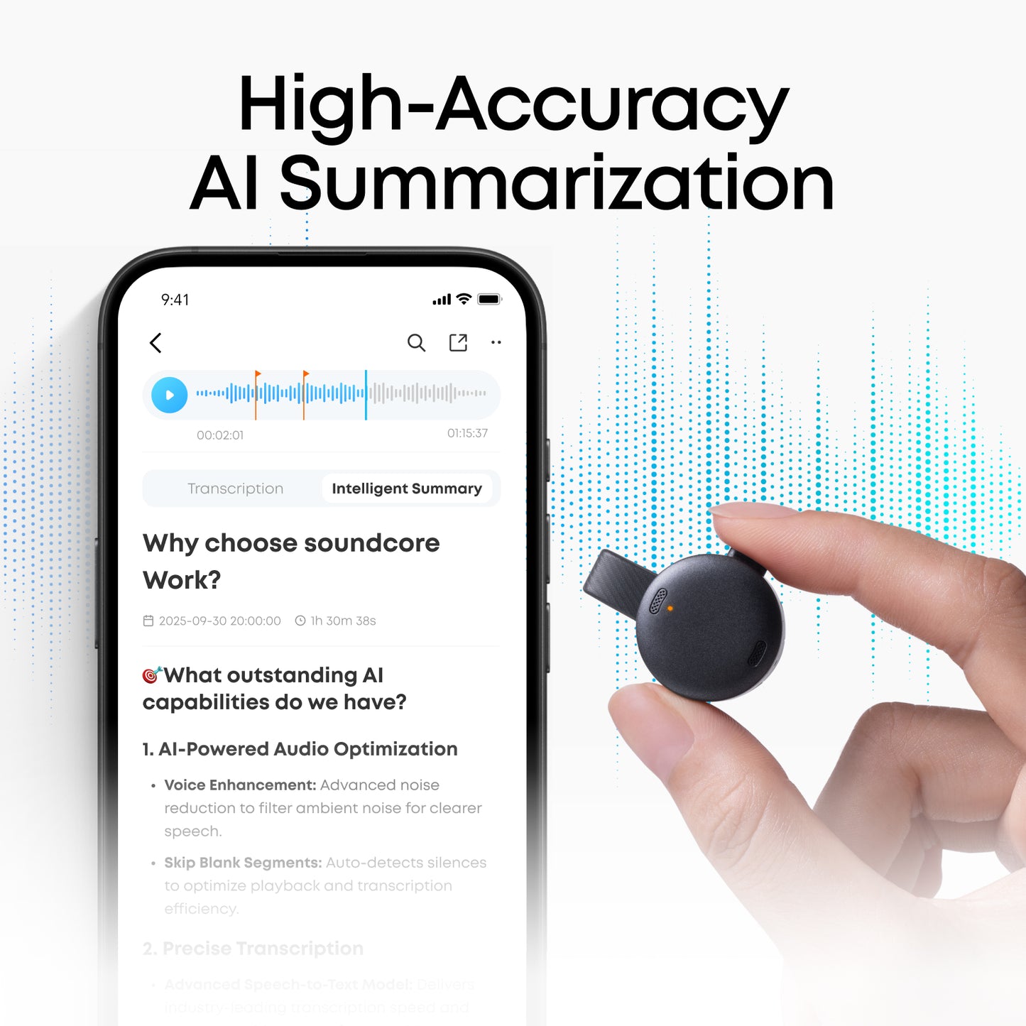 soundcore Work | The World's First Coin-Sized AI Voice Recorder