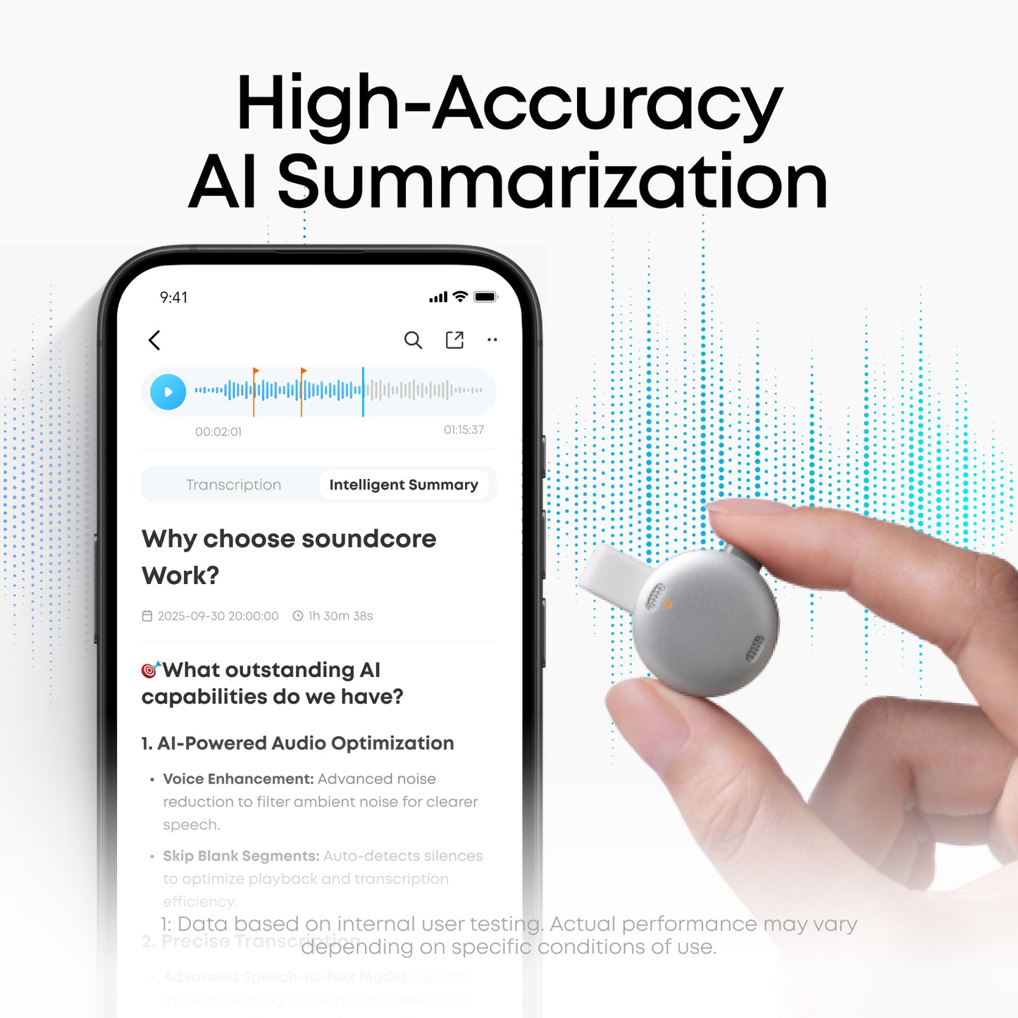 soundcore Work | The World's First Coin-Sized AI Voice Recorder