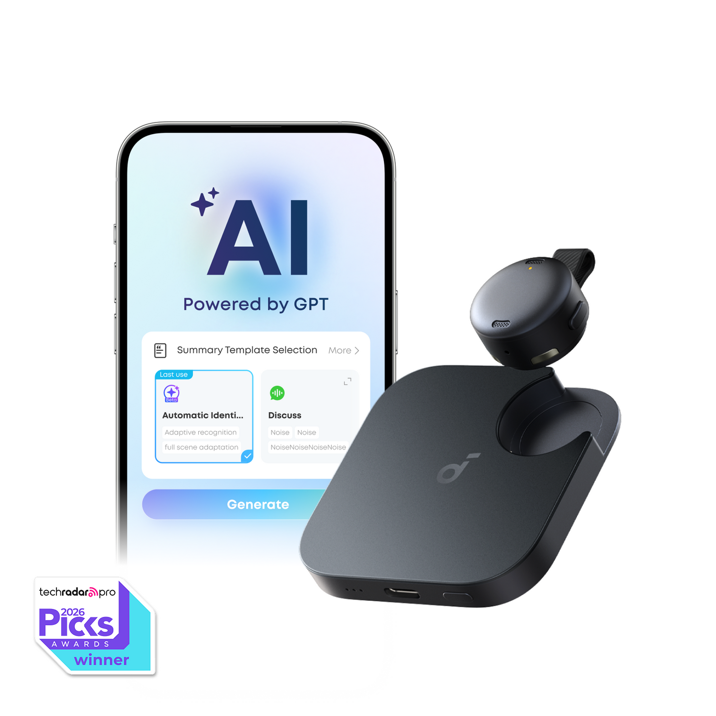 soundcore Work | The World's First Coin-Sized AI Voice Recorder