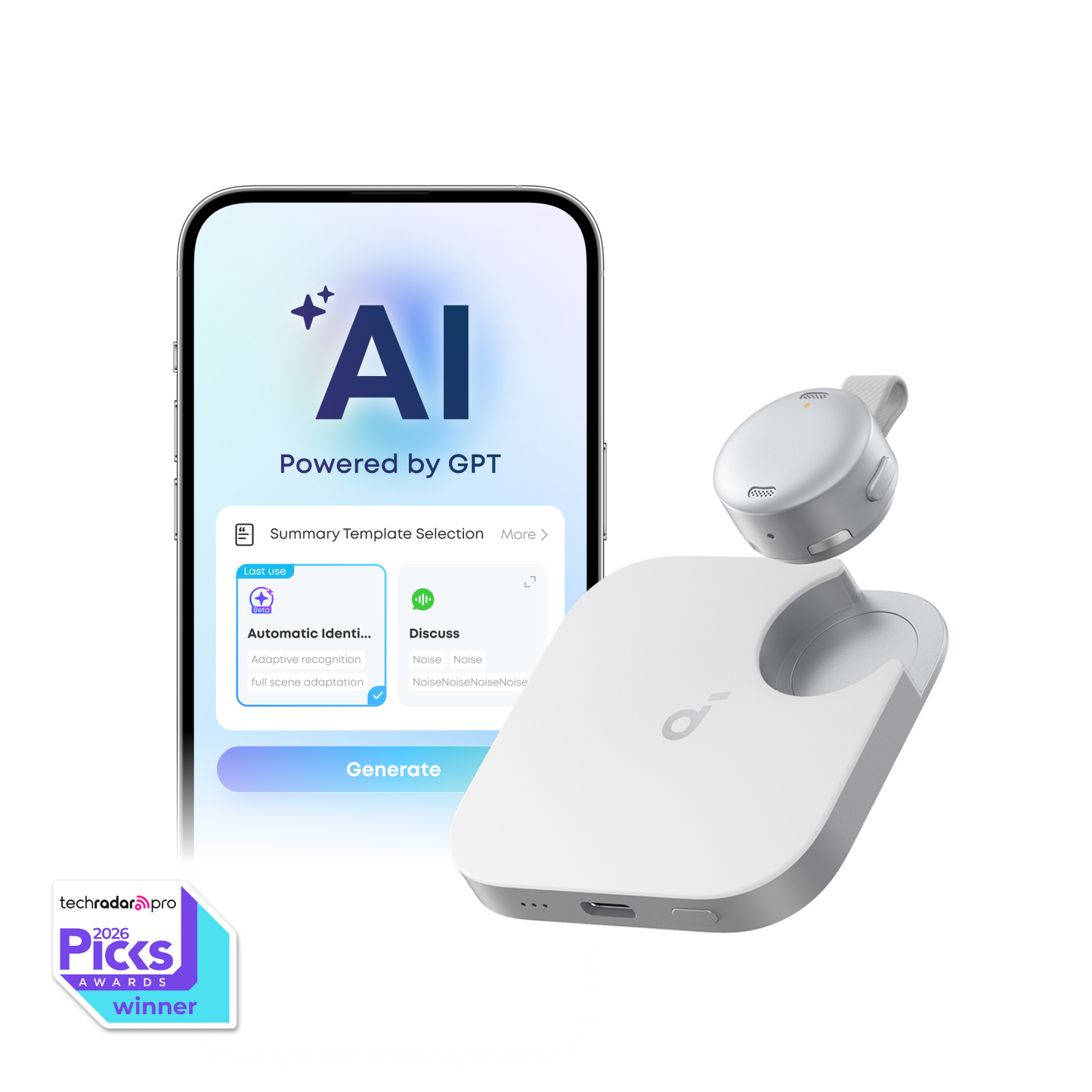 soundcore Work | The World's First Coin-Sized AI Voice Recorder