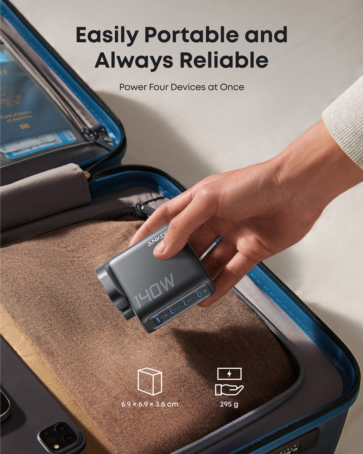 Anker Laptop Charger (140W, 4-Port, PD 3.1) with USB-C Cable