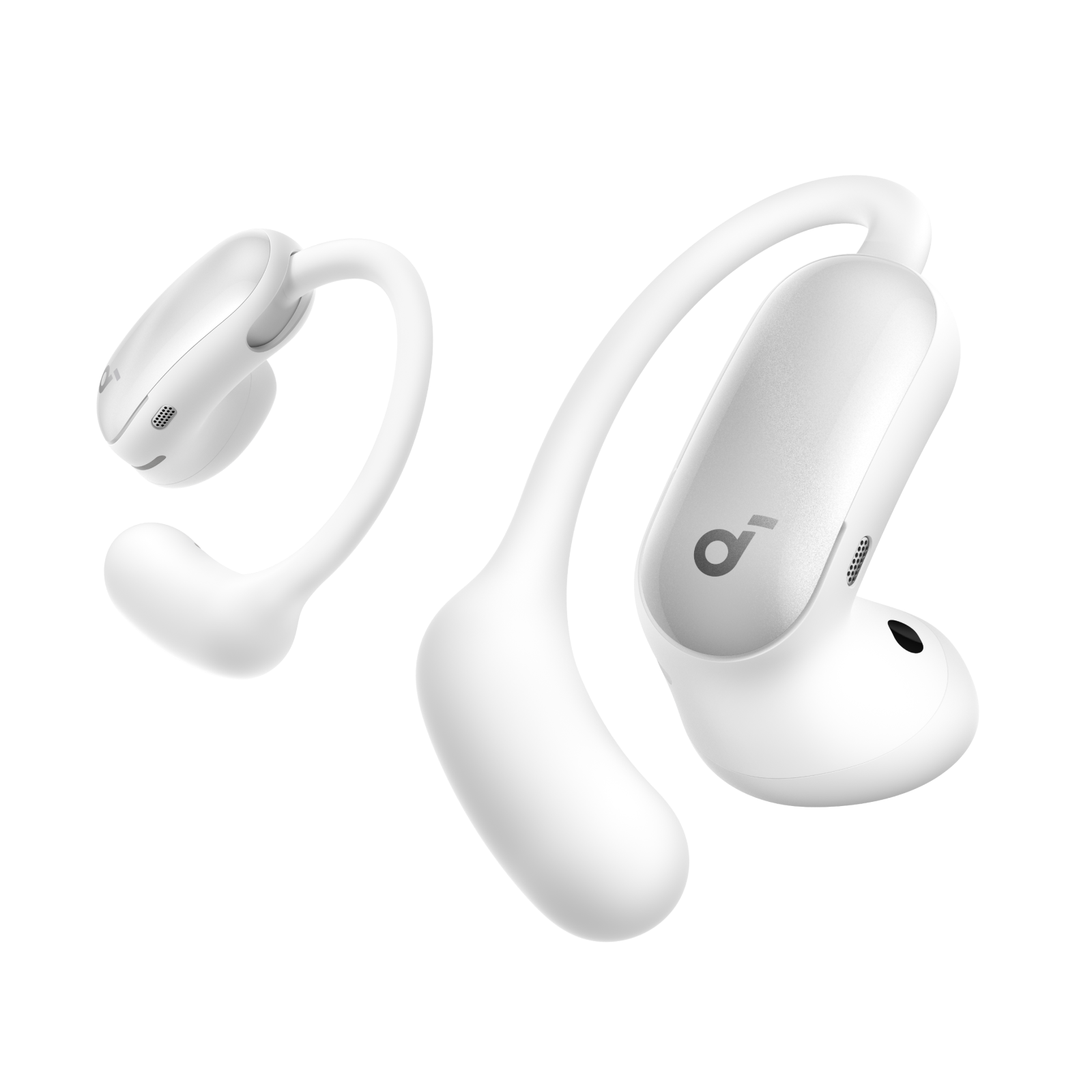white soundcore aerofit 2 pro anc open earbuds