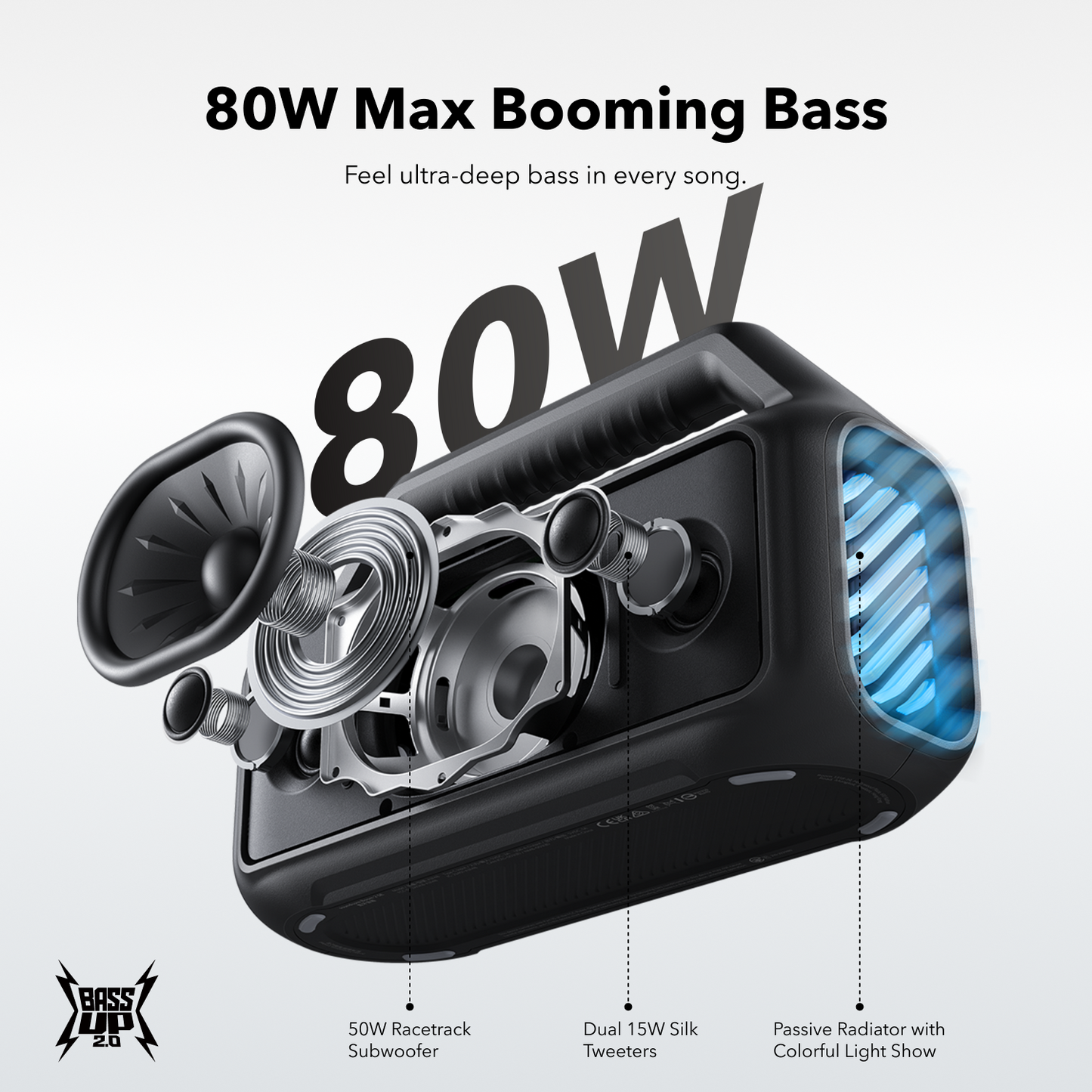 soundcore Boom 2 | Portable Bluetooth Outdoor Speaker, 80W Sound and RGB Lights